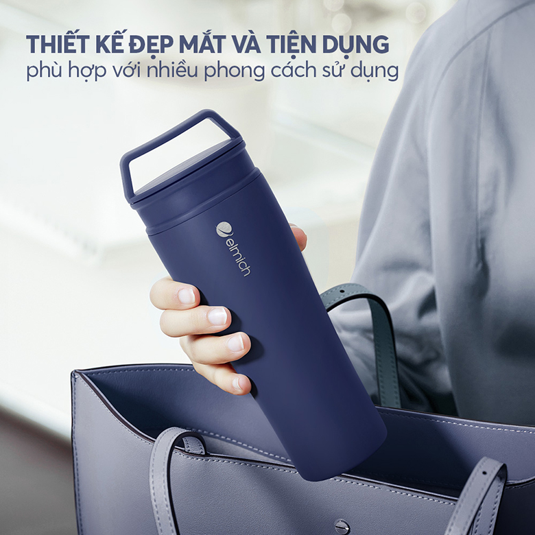 Cốc giữ nhiệt Elmich inox 304 600ml EL8374GB - Thiết kế tiện dụng, màu sắc trẻ trung