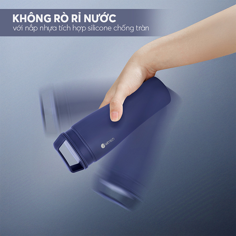 Cốc giữ nhiệt Elmich inox 304 600ml EL8374GB - Nắp nhựa Silicone chống tràn tuyệt đối