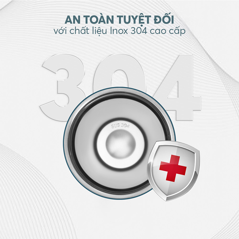 Cốc giữ nhiệt Elmich inox 304 600ml EL8374SB - Chất liệu inox 304 cao cấp, an toàn 