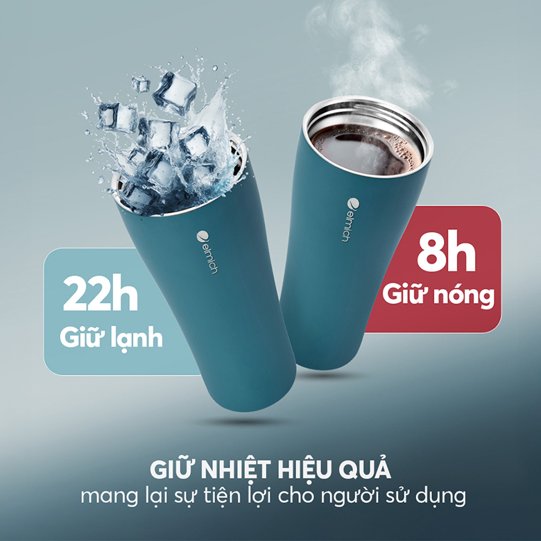 Cốc giữ nhiệt Elmich inox 304 600ml EL8374SB - Khả năng giữ nhiệt hiệu quả