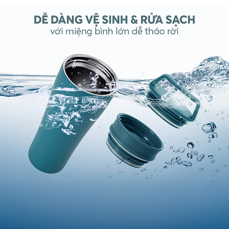 Cốc giữ nhiệt Elmich inox 304 600ml EL8374SB - Dễ dàng vệ sinh và làm sạch