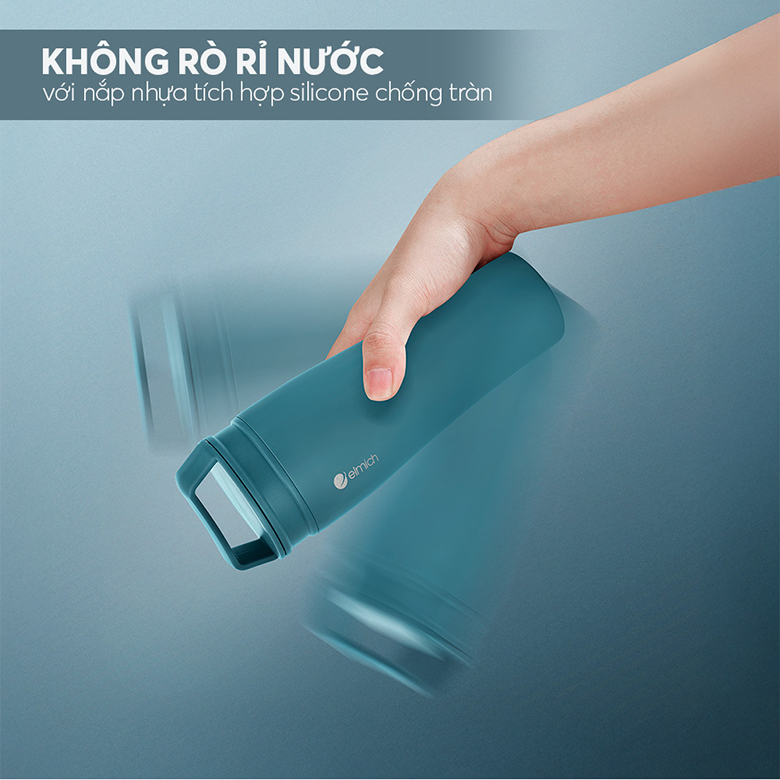 Cốc giữ nhiệt Elmich inox 304 600ml EL8374SB - Nắp nhựa Silicone chống tràn tuyệt đối