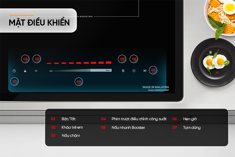 Bếp từ đôi Sunhouse MMB82242-MT nhiều chức năng