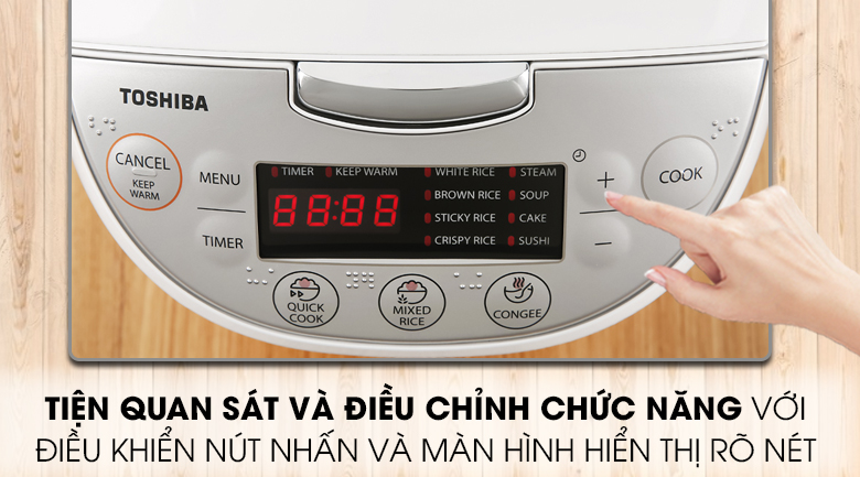 Bảng điều khiển-Nồi cơm điện tử Toshiba 1.8 lít RC-18DH2PV(W)