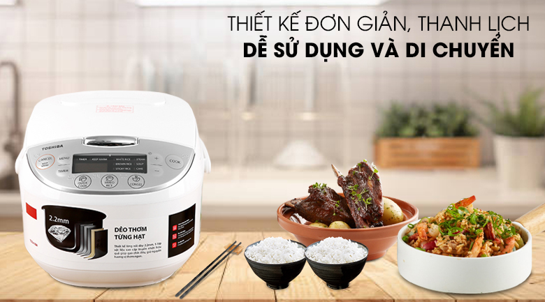 Thiết kế-Nồi cơm điện tử Toshiba 1.8 lít RC-18DH2PV(W)