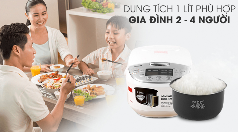Dung tích-Nồi cơm điện tử Toshiba 1 lít RC-10DH2PV(W)