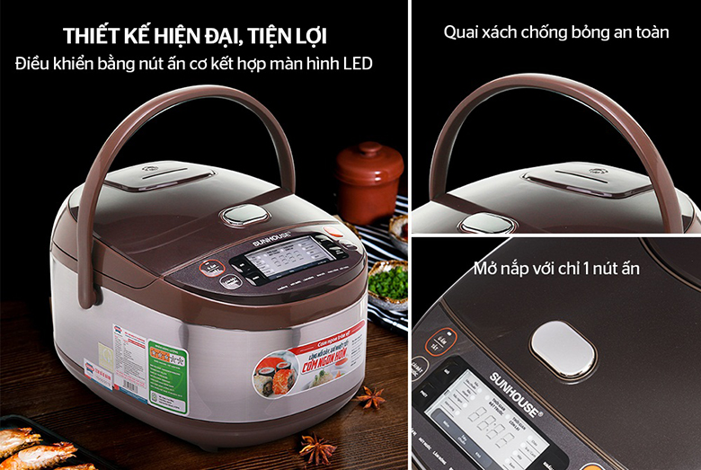 Thiết kế-Nồi cơm điện tử Sunhouse 1.5 lít SHD8905C