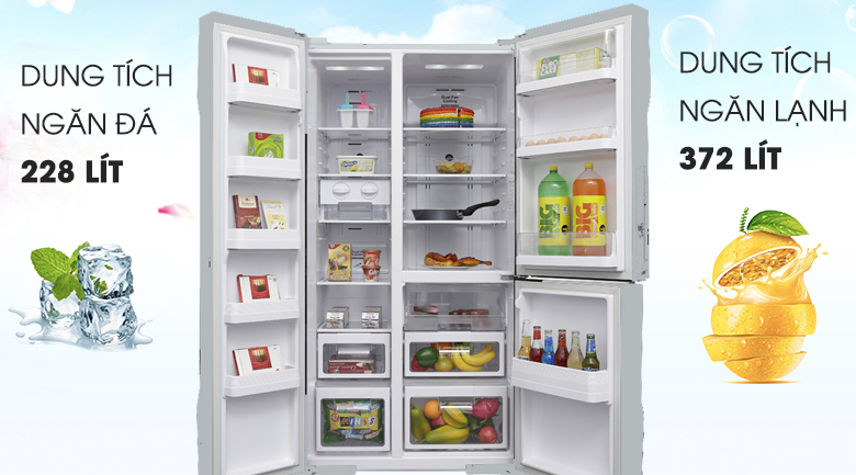 Kích thước tủ lạnh SBS Hitachi Inverter 600 lít R-M700PGV2 (GS)