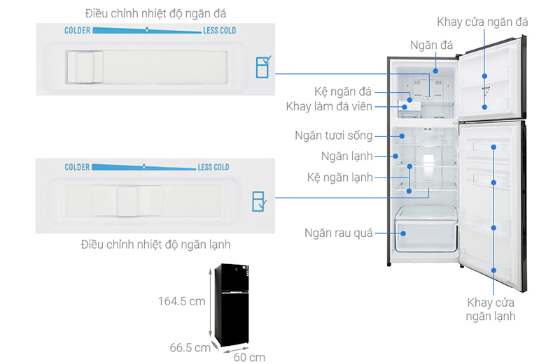 Kích thước của tủ lạnh Electrolux Inverter 318 lít ETB3400HH