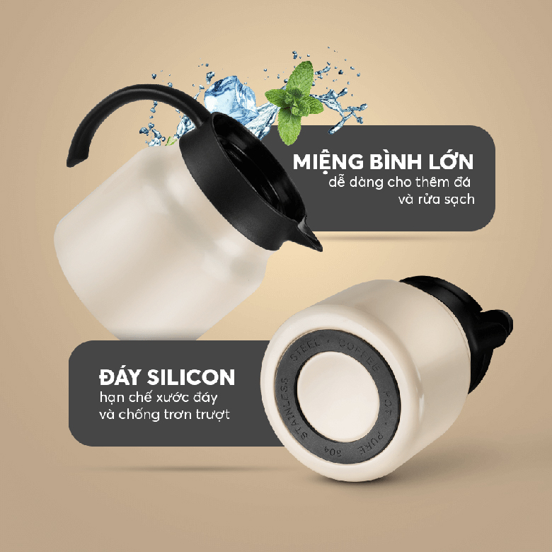 Bình giữ nhiệt Elmich inox 304 900ml EL8299 - Miệng bình được thiết kế lớn