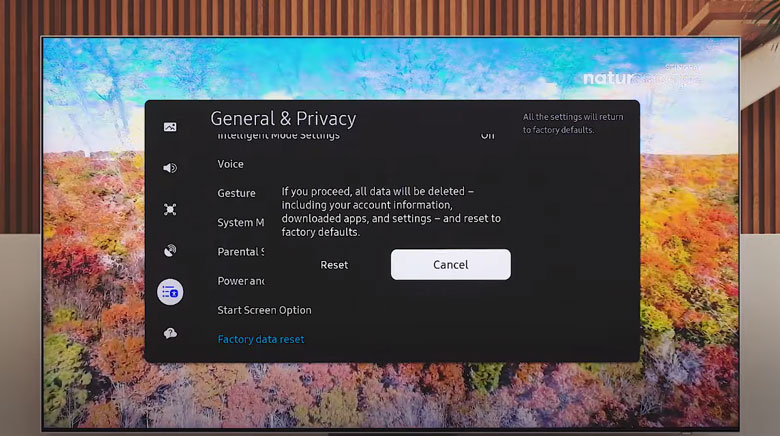 Tivi Samsung nháy đèn đỏ không lên hình - Reset tivi về cài đặt gốc