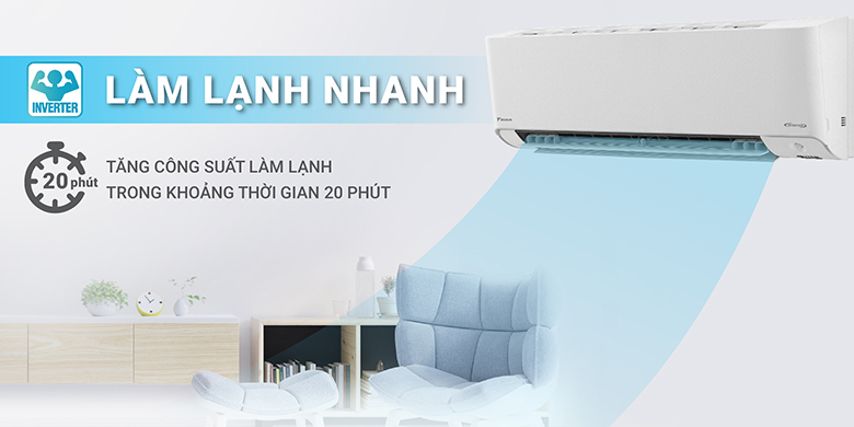 Làm lạnh nhanh -Điều hòa Daikin 2 chiều Inverter 21200 BTU FTXM60XVMV
