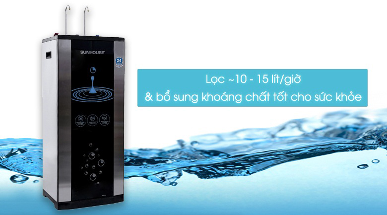 Máy lọc nước RO tích hợp nóng lạnh 10 lõi Sunhouse SHR76210CK