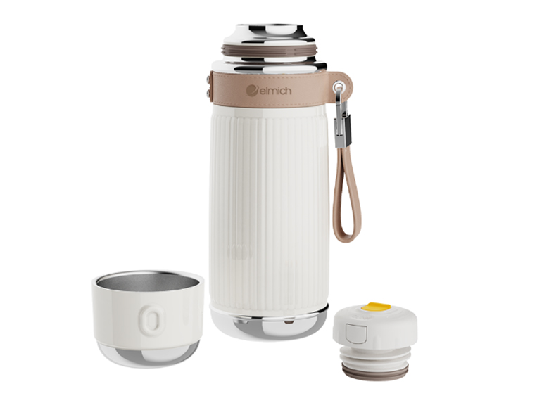 Bình giữ nhiệt Elmich inox 304 850ml EL8364W - Trang bị 2 nắp tiện lợi, tăng hiệu quả giữ nhiệt