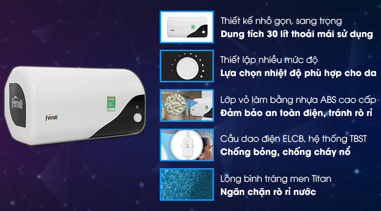 Bình nóng lạnh Ferroli MIDO-DE 30l