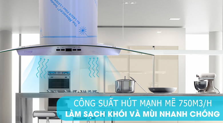 Máy hút mùi kính cong Steiger 70cm Wenus70SA công suất 750m3/h