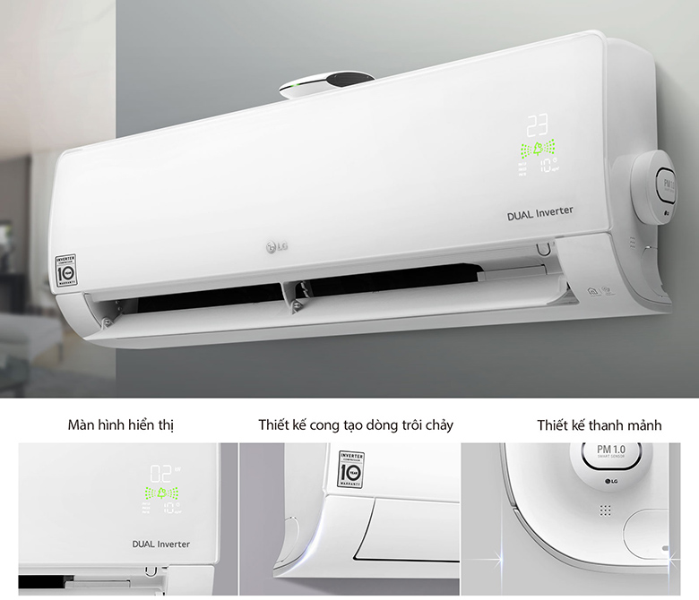 LG 1 chiều Inverter 9200 BTU V10APF Top 3 điều hòa LG thanh lọc không khí