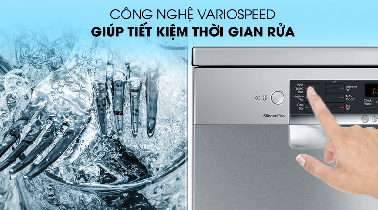 Máy rửa bát Bosch SMS46MI01G tiết kiệm thời gian rửa