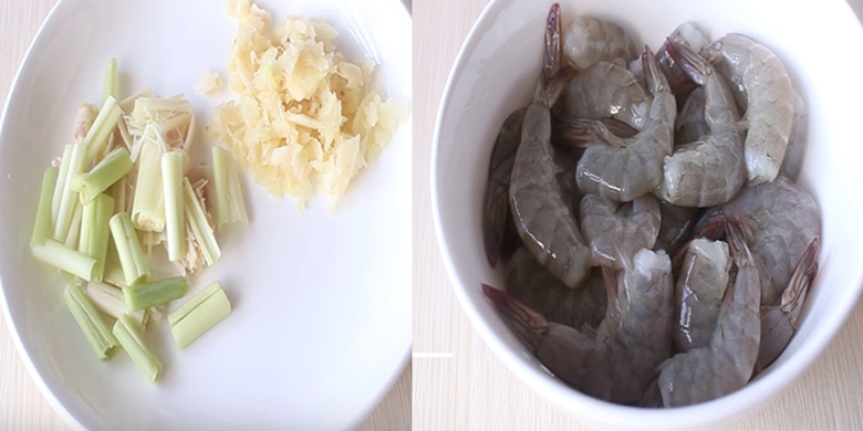 Sơ chế các nguyên liệu làm tôm khô