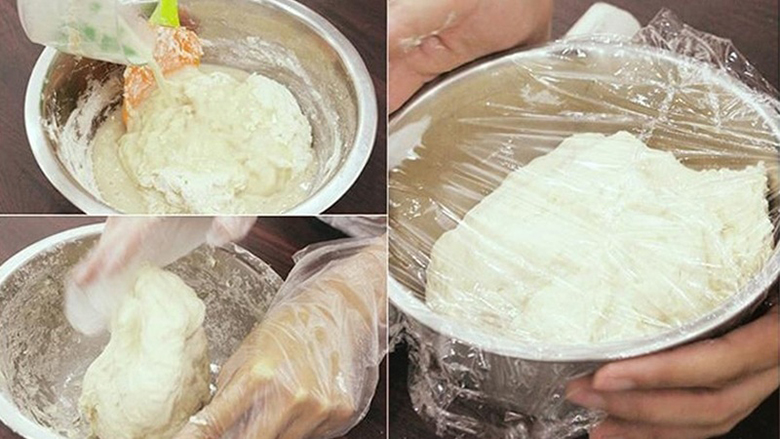 Nhào bột để làm vỏ bánh