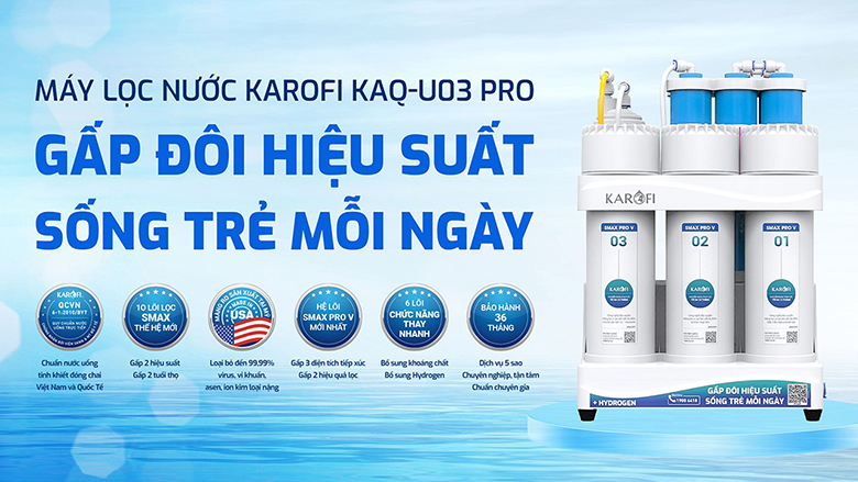 Máy lọc nước RO Karofi KAQ-U03 Pro 10 lõi - Thiết kế lắp âm hiện đại, tiết kiệm không gian
