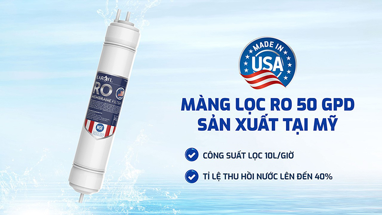 Máy lọc nước RO Karofi KAQ-U03 Pro 10 lõi - Màng lọc RO 50 GPD sản xuất tại Mỹ