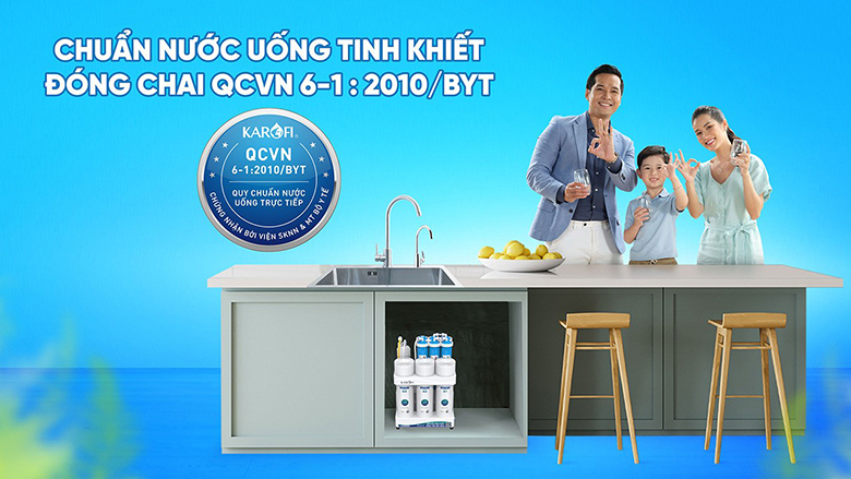 Máy lọc nước RO Karofi KAQ-U03 Pro 10 lõi - Nước sau lọc uống trực tiếp, đạt chuẩn nước tinh khiết đóng chai