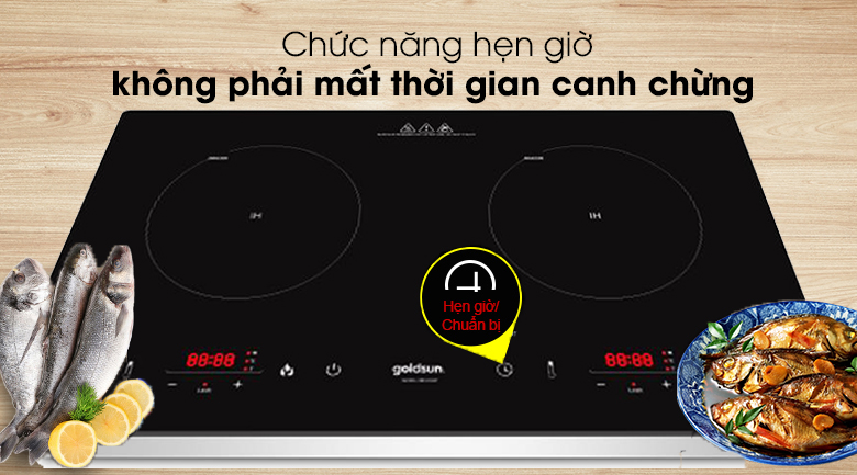 Bếp từ đôi Goldsun BB1202GT CÓ HẸN GIỜ