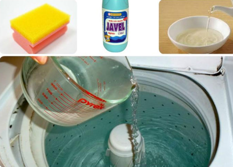 Đổ nước vào trong lồng giặt