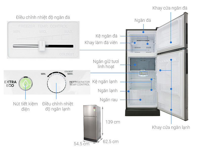 Tủ lạnh Sharp Inverter 182 lít SJ-X201E-SL