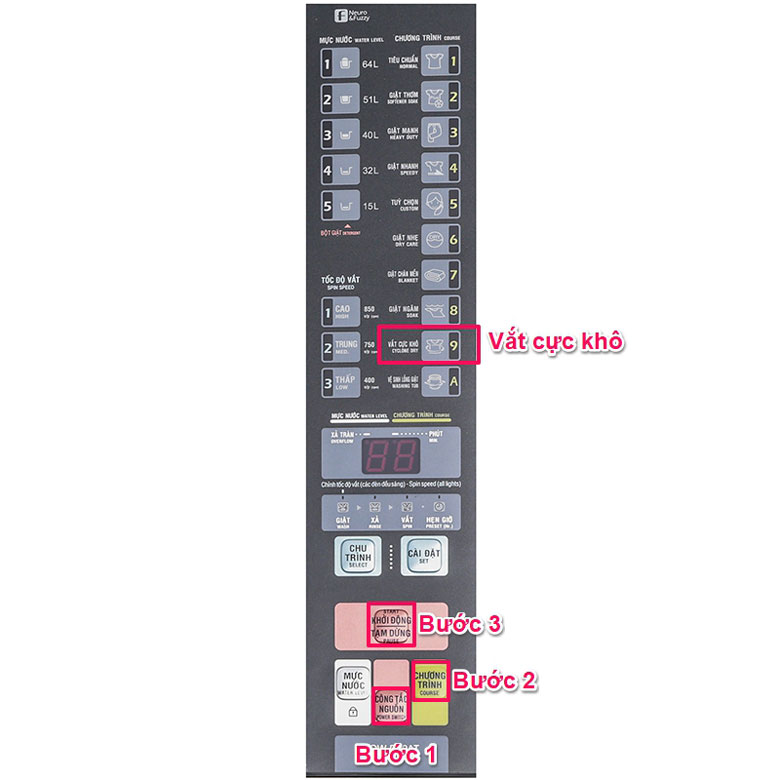 Hướng dẫn sử dụng máy giặt Aqua: Cách sử dụng tính năng vắt cực khô