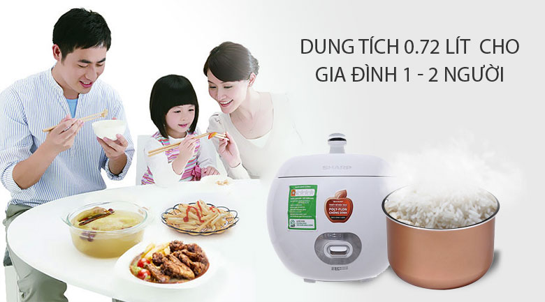Dung tích-Nồi cơm điện Sharp 0.72 lít KS-A80V-WH