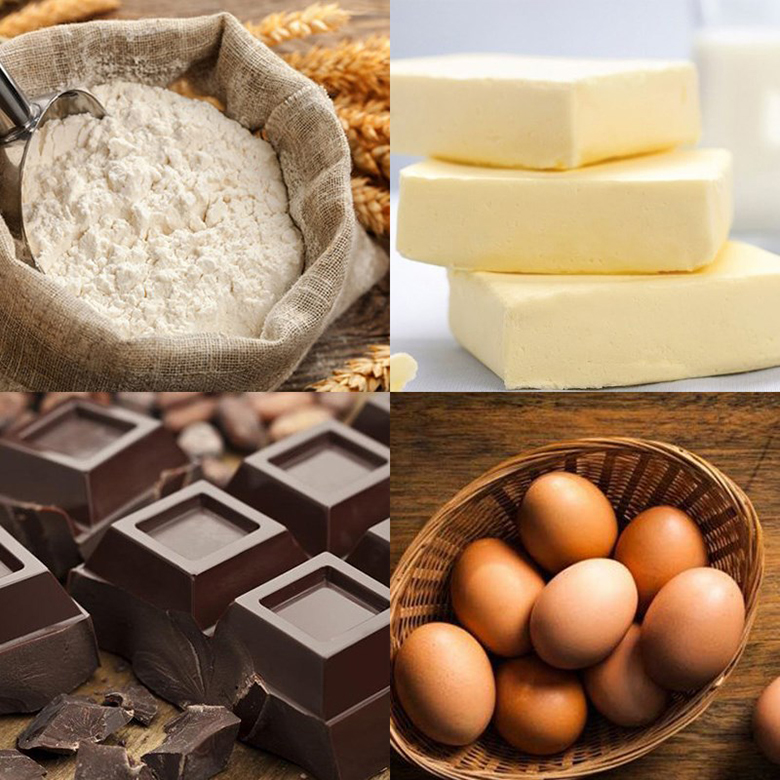 Bánh Brownie với nguyên liệu cần