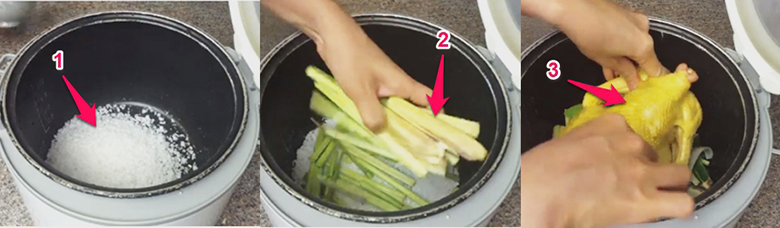 Hấp gà bằng nồi cơm điện