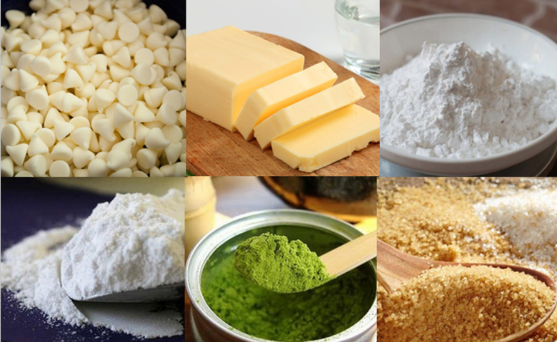 Nguyên liệu dùng làm bánh quy bằng nồi chiên không dầu vị trà xanh