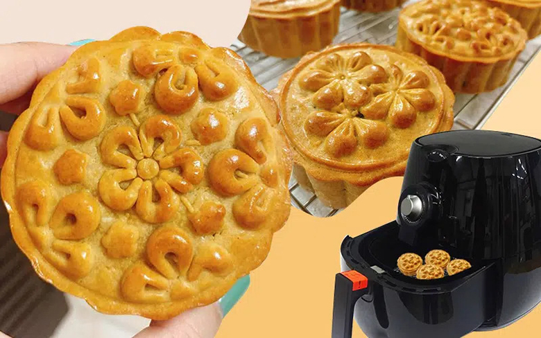 Sản phẩm sau khi hoàn thành làm bánh trung thu bằng nồi chiên không dầu