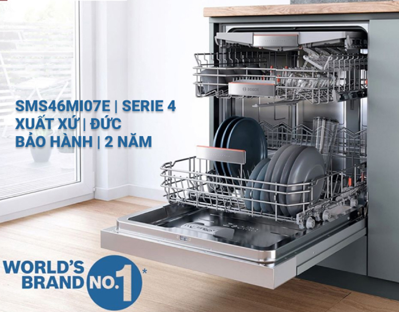 Máy rửa bát Bosch SMS46MI07E dung tích lớn