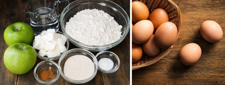 Cách làm bánh bằng lò nướng với món bánh táo sử dụng nguyên liệu nào?