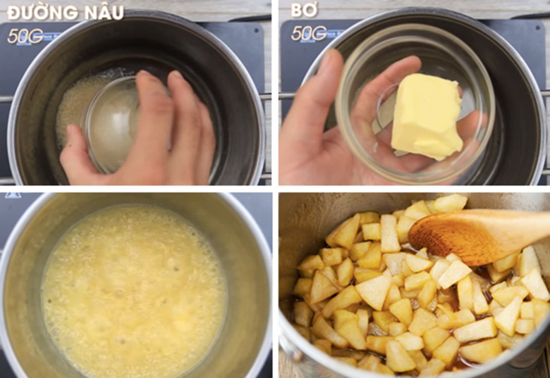 Sơ chế phần nhân làm bánh táo