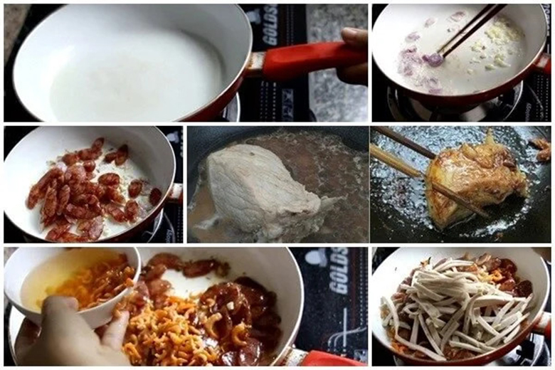 Cách nấu xôi mặn bằng nồi cơm điện hướng dẫn làm nhân mặn