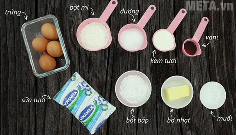 Nguyên liệu cần chuẩn bị làm bánh su kem bằng lò nướng