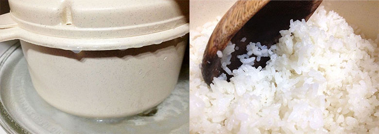 Bước cuối cùng khi nấu cơm bằng lò vi sóng xong bạn sẽ mang ra thưởng thức thành quả