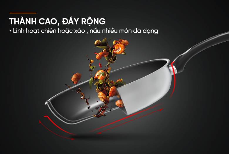 Chảo Inox nguyên khối Sunhouse Mama Desire DE26M - thiết kế thành cao và đáy rộng