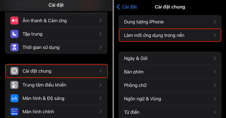 Tắt ứng dụng chạy ngầm trên iPhone - Tắt Làm mới ứng dụng trong nền