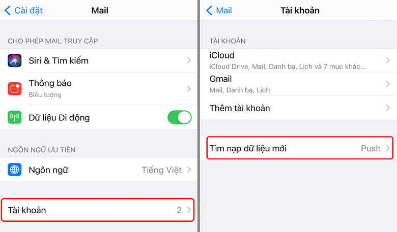 Tắt ứng dụng chạy ngầm trên iPhone - Tắt cập nhật nền tự động cho email