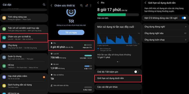 Tắt ứng dụng chạy ngầm trên điện thoại Samsung - Tắt ứng dụng chạy ngầm trong Cài đặt