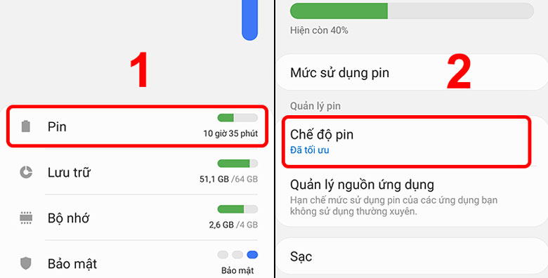 Tắt ứng dụng chạy ngầm trên điện thoại Samsung - Bật Chế độ tiết kiệm pin