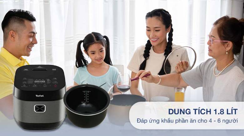  Nồi cơm điện tử Tefal 1.8 lít RK776B68 - Dung tích 1.8 lít phù hợp gia đình 4-6 người