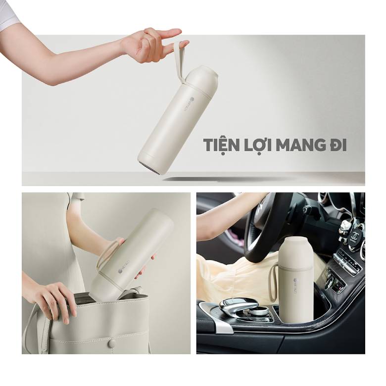  Bình giữ nhiệt inox 500 ml Elmich EL8306WH màu trắng - Dễ mang theo mọi nơi với quai xách tiện lợi