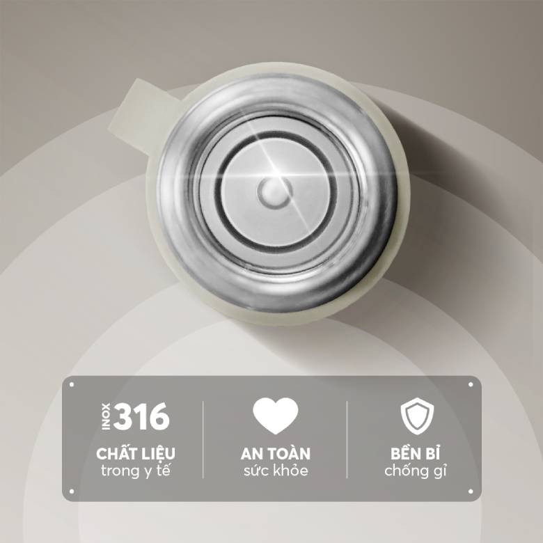  Bình giữ nhiệt inox 500 ml Elmich EL8306WH màu trắng - Chất liệu inox 316 an toàn chuẩn Châu Âu